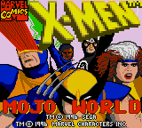 X-Men Mojo World title screen for Sega Game Gear